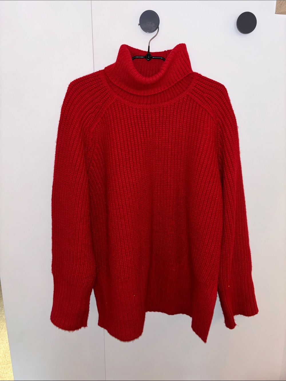 Skies Are Blue Red Ribbed Turtleneck Sweater